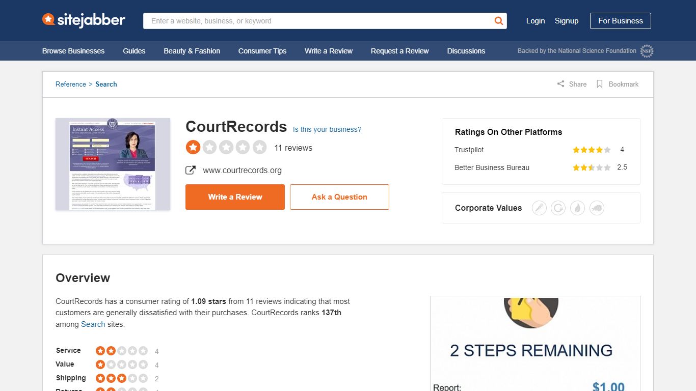 11 Reviews of Courtrecords.org - Sitejabber